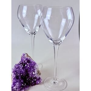 RARE Lenox Silhouette Clear Tall Water Goblets Crystal Stemware Set of 2 USA